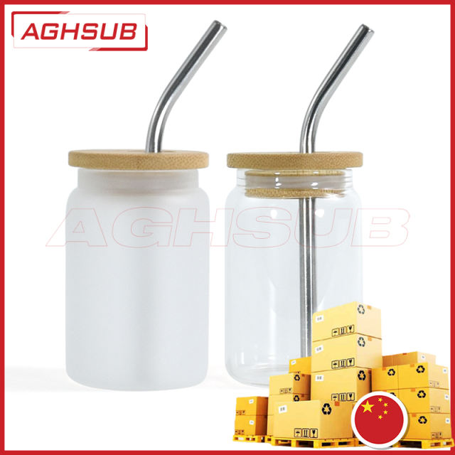 Air shipping from China 3oz mini sublimation glass can with metal straw