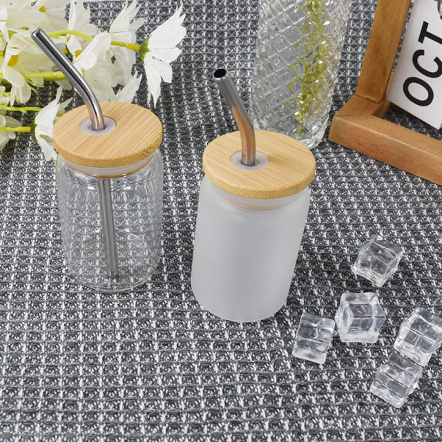Air shipping from China 3oz mini sublimation glass can with metal straw
