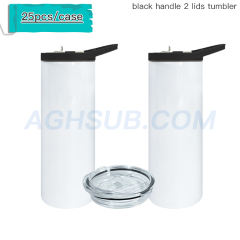 US warehouse Sublimation dual grey handle & slide lids straight tumbler 20 30 oz