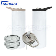 US warehouse Sublimation dual grey handle & slide lids straight tumbler 20 30 oz