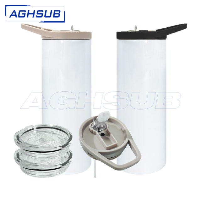 US warehouse Sublimation dual grey handle & slide lids straight tumbler 20 30 oz