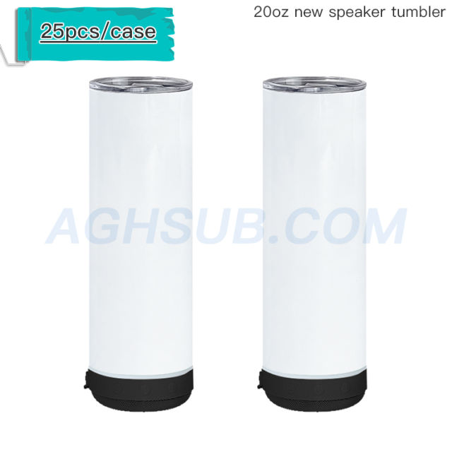 New small size 20oz  white sublimation tumbler with speaker