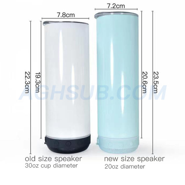 New small size 20oz  white sublimation tumbler with speaker