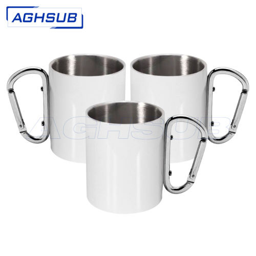 Set of 4 Pack Sublimation Blanks Enamel Mug 12 OZ Silver Rim Camping Coffee  Mug