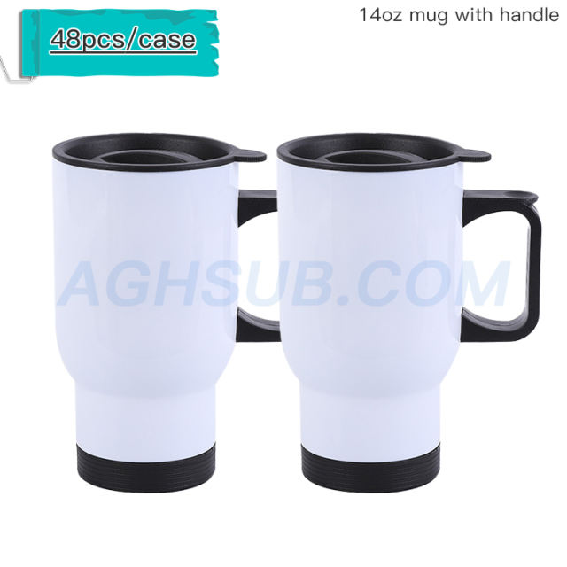 14oz white curve sublimation mug with handle