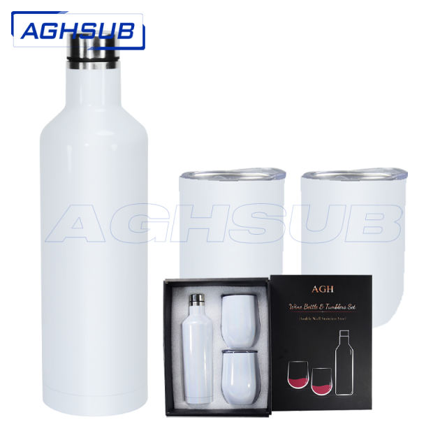 500ml 17oz sublimation wine set with 2 straight wine tumbler and plastic straw