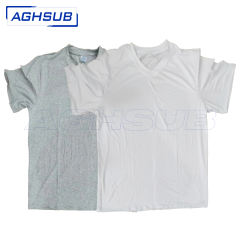 US warehouse V-neck sublimation Polyester T-shirts mix white & grey