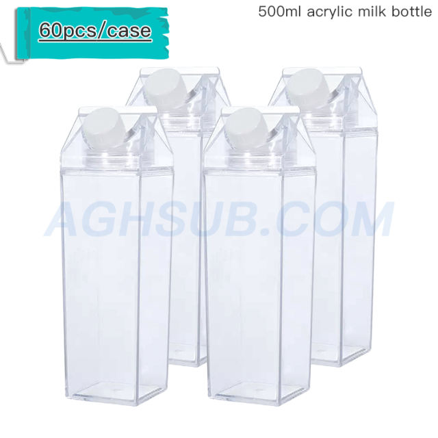 Acrylic sports milk carton shape box square kids plastic portable drinking bottle