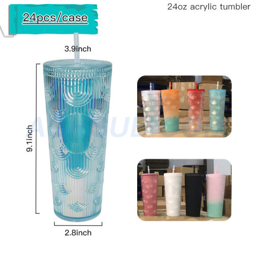 US warehouse 24oz double wall acrylic tumbler mix color