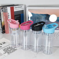 US warehouse 300ml Acrylic sports kids bottle double wall snowglobe bottle with predrilled
