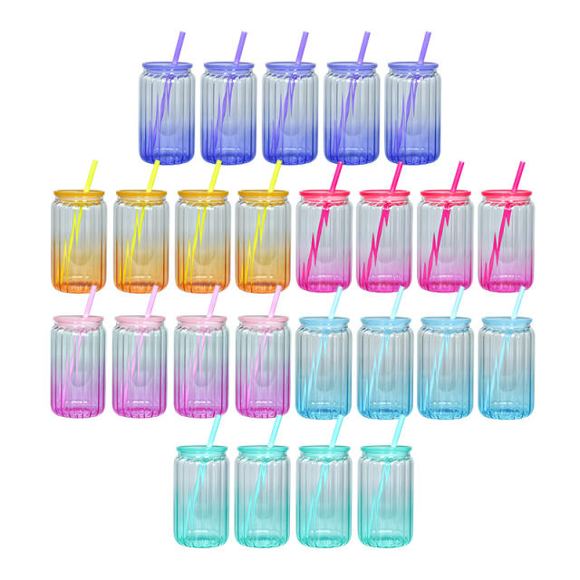 US warehouse 16oz sublimation streak inner single wall glass can