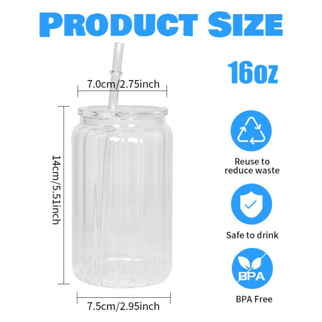 US warehouse 16oz sublimation streak inner single wall glass can