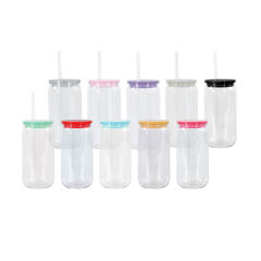 US warehouse 16oz Plastic Clear Cup with Plastic Color Lids