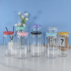 US warehouse 16oz Plastic Clear Cup with Plastic Color Lids