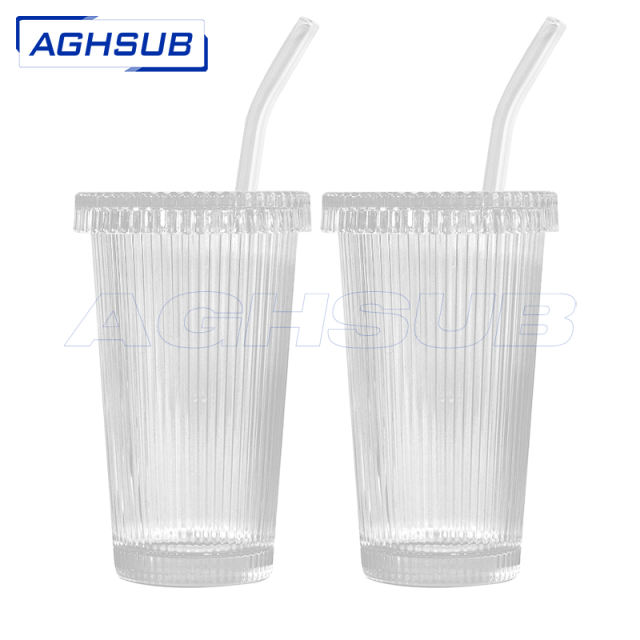 US warehouse 375ml vertical stripe glass cup set