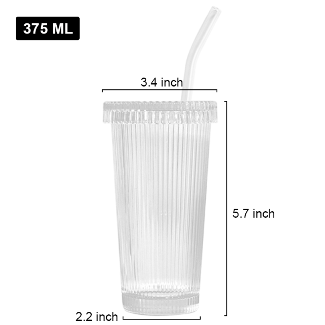 US warehouse 375ml vertical stripe glass cup set
