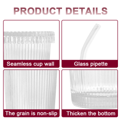US warehouse 375ml vertical stripe glass cup set