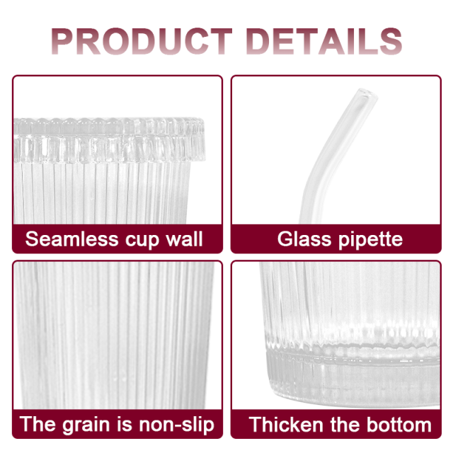 US warehouse 375ml vertical stripe glass cup set