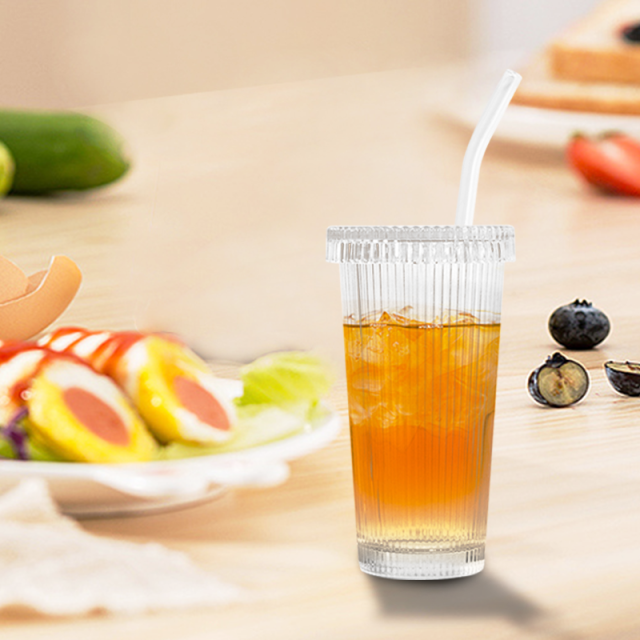 US warehouse 375ml vertical stripe glass cup set