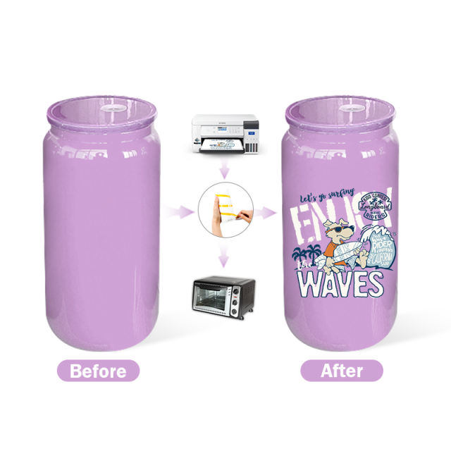 US warehouse 16oz sublimation mix colored glass cup with colored plastic lids