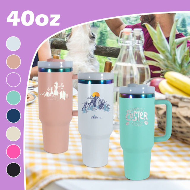US warehouse 40oz Non-Sub Powder Coated holographic iridescent mug rainbow chroma tumbler 5 colors