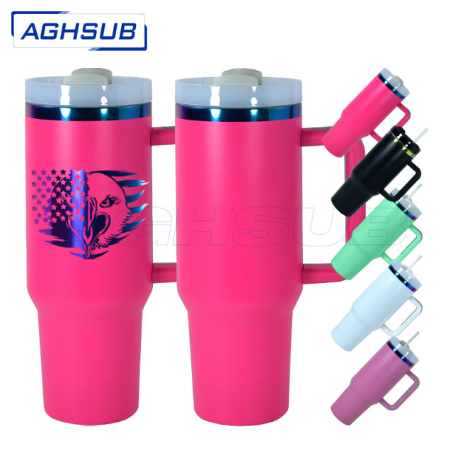 US warehouse 40oz Non-Sub Powder Coated holographic iridescent mug rainbow chroma tumbler 5 colors