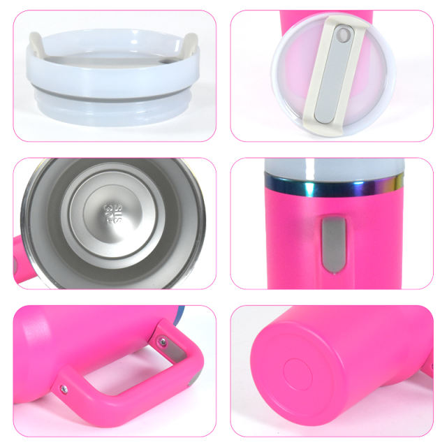US warehouse 40oz Non-Sub Powder Coated holographic iridescent mug rainbow chroma tumbler 5 colors