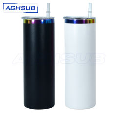 US warehouse 20oz Non-Sub Powder Coated straight tumbler blanks black & white mix color