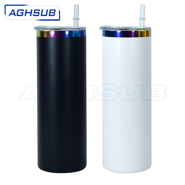 US warehouse 20oz Non-Sub Powder Coated straight tumbler blanks black & white mix color