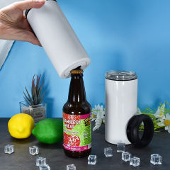 US Warehouse 16oz dual lids sublimation 4 in 1 can cooler with opener bottom