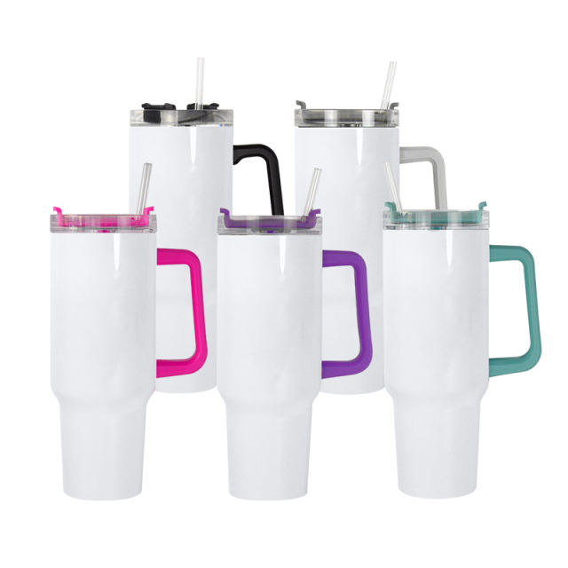 US warehouse 40oz sublimation white double wall mug with removable handle 6/12pcs/case
