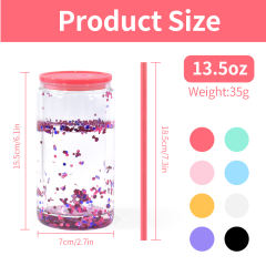 US warehouse 16oz double wall sublimation snow globe glass can with colored plastic lids