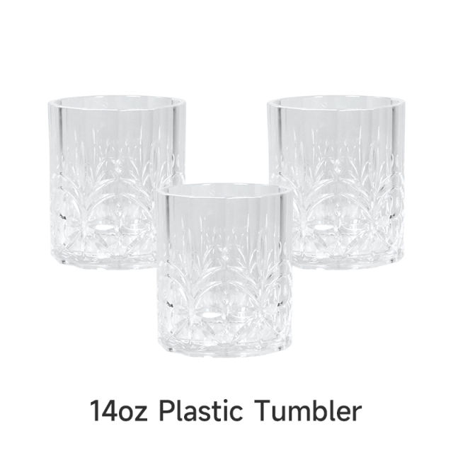 US warehouse 14oz/17oz/18.5oz embossed plastic cups