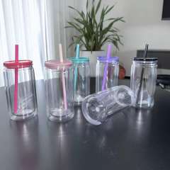 US warehouse 16oz plastic snowglobe clear cups with predrilled and 2 plugs