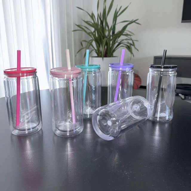 US warehouse 16oz plastic snowglobe clear cups with predrilled and 2 plugs