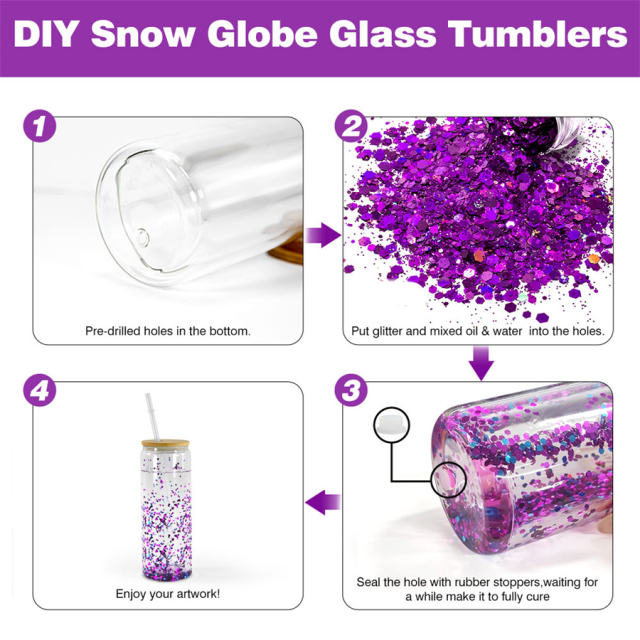 US warehouse 25oz double wall sublimation snowglobe glass can