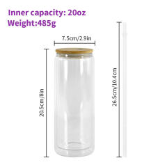 US warehouse 25oz double wall sublimation snowglobe glass can