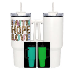 US warehouse 40oz sublimation white glow in dark double wall mug