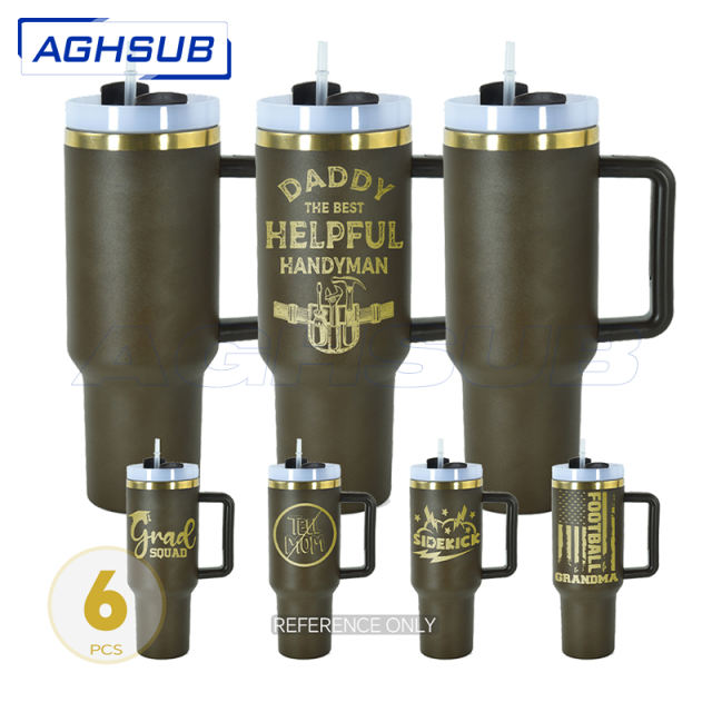 US warehouse 6pcs & 20pcs 40oz Non-Sub Powder Coated chocolate color  copper gold iridescent mug
