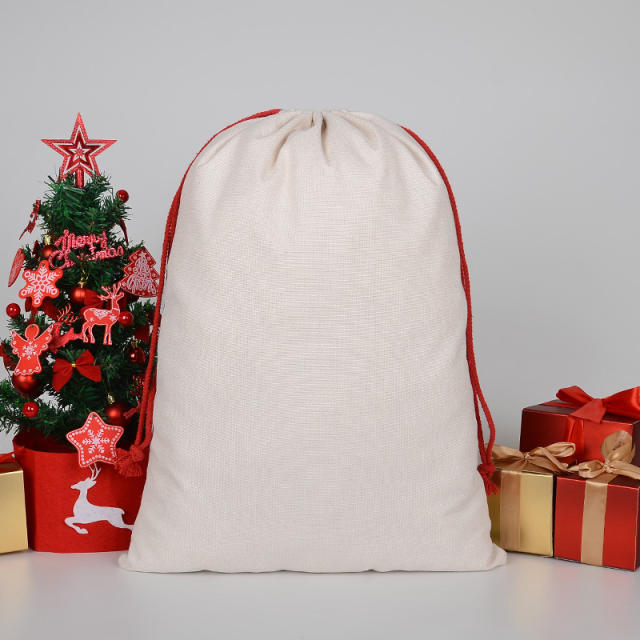 US warehouse Christmas sublimation blank canvas drawstring bag 50*70CM