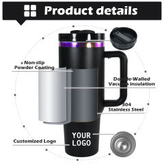 US warehouse 40oz H2.0 Pwoder Coated with Plated Purpl Base tumbler mug