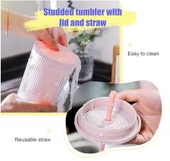 US warehouse 24oz Studded Tumbler with Lid and Straw DIY Customizable with BPA Free Iced Coffee Cups