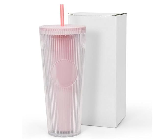 US warehouse 24oz Studded Tumbler with Lid and Straw DIY Customizable with BPA Free Iced Coffee Cups