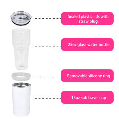 US warehouse 2 in 1 separable tumbler double wall coffee mug 25oz bottle and 15oz tumbler