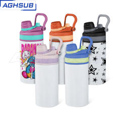 US warehouse 12oz sub sports kids flat edge water bottle with 2 in 1 handle lids