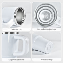 US warehouse 14oz White Sublimation Stainless Steel Double Wall Vaccum Mug with Plastic Handle