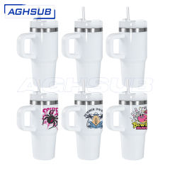 US warehouse 14oz White Sublimation Stainless Steel Double Wall Vaccum Mug with Plastic Handle