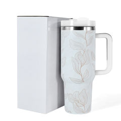 40 oz H2.0 Finished 3D Printed with Designated Pattern Stainless Steel Double Wall Vacuum Mug with Plastic Handle