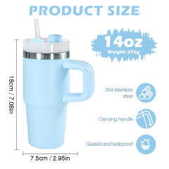 US warehouse 14oz Powder Coated Stainless Steel Double Wall Vaccum Mug with Plastic Handle Mix Colors
