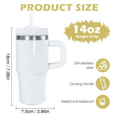 US warehouse 14oz White Sublimation Stainless Steel Double Wall Vaccum Mug with Plastic Handle